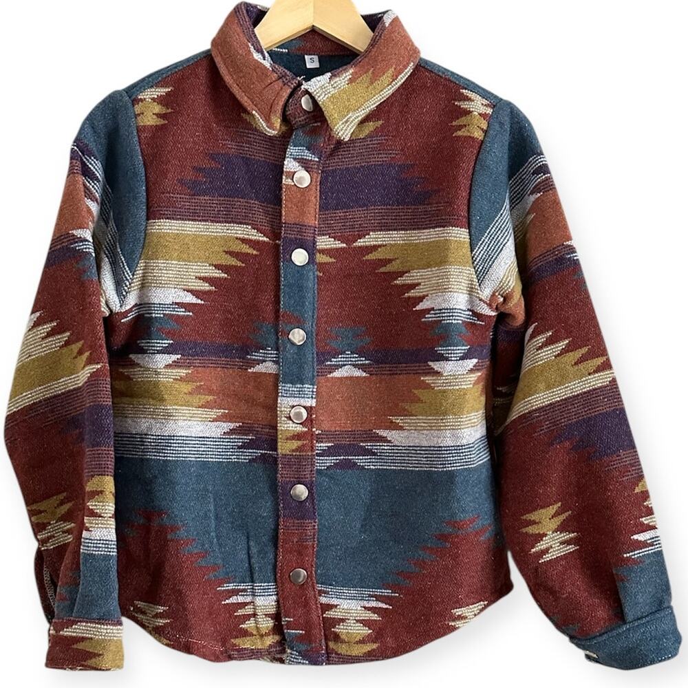 Boutique‎ Southwestern Aztec Shacket Overshirt NWOT Small